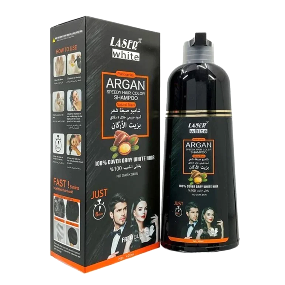 ليزر وايت شامبو صبغه بالارجان اسود420مل